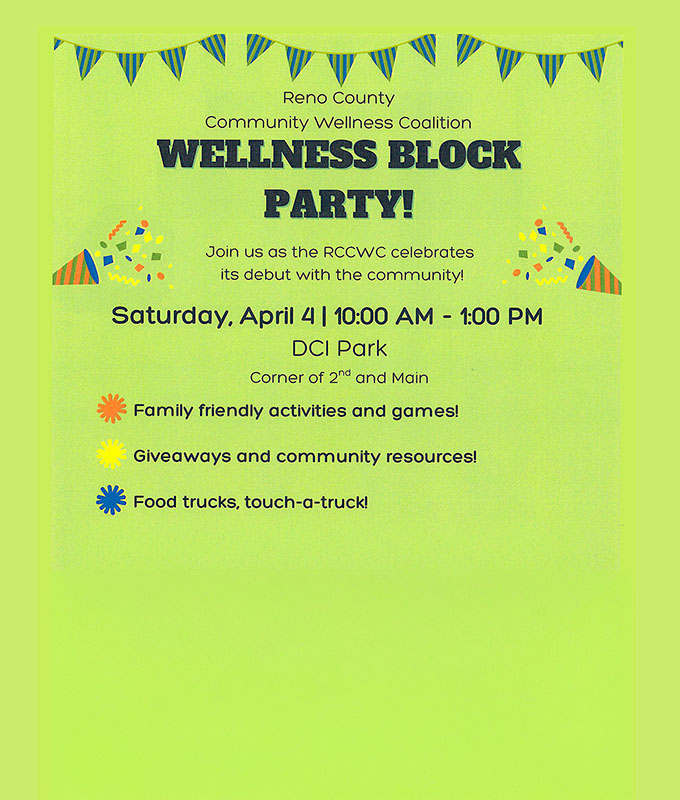 You are invited to the FREE Reno County Community Wellness Coalition Block Party!  - News Image